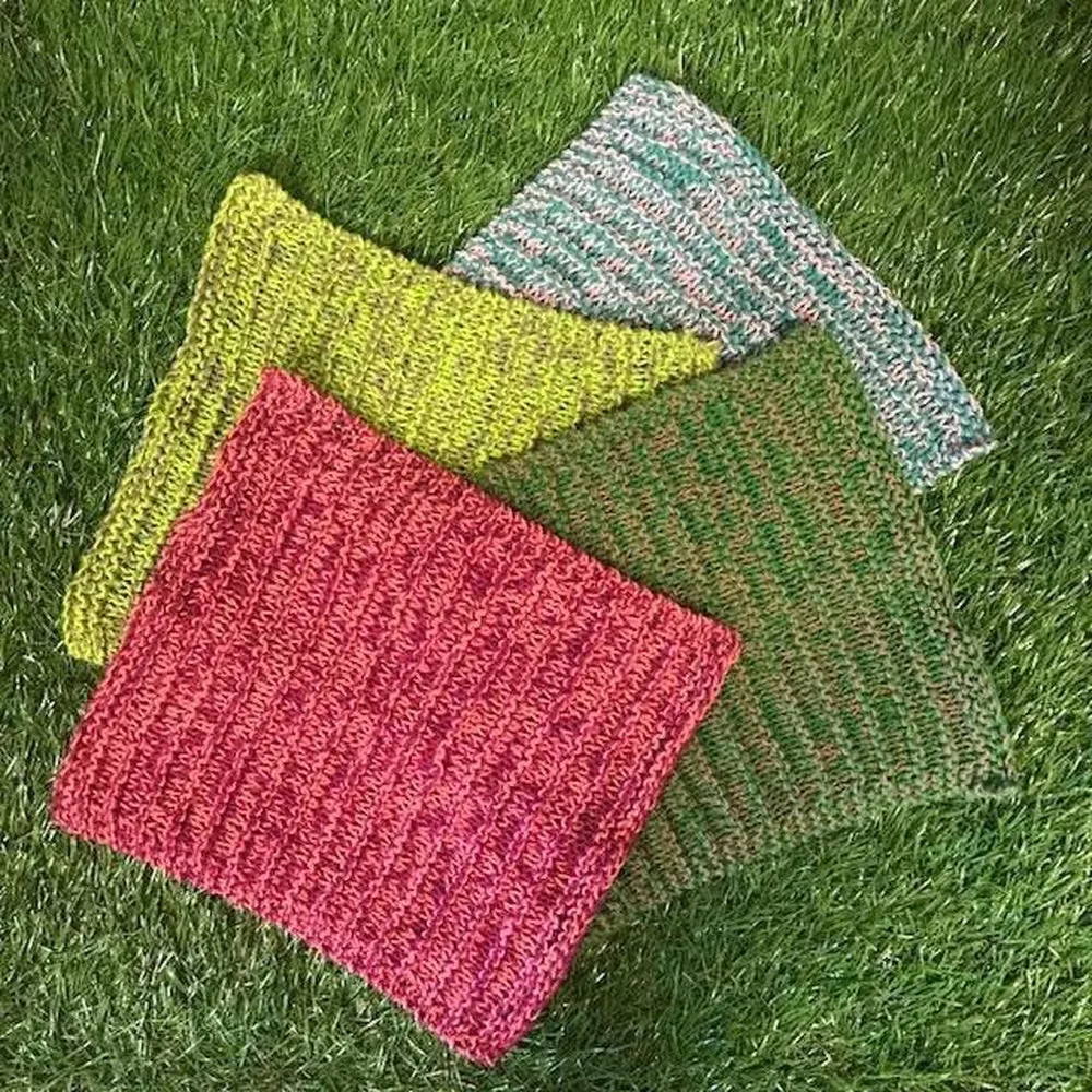 100% Cotton Knitted Dish Cloths - 2 Pack