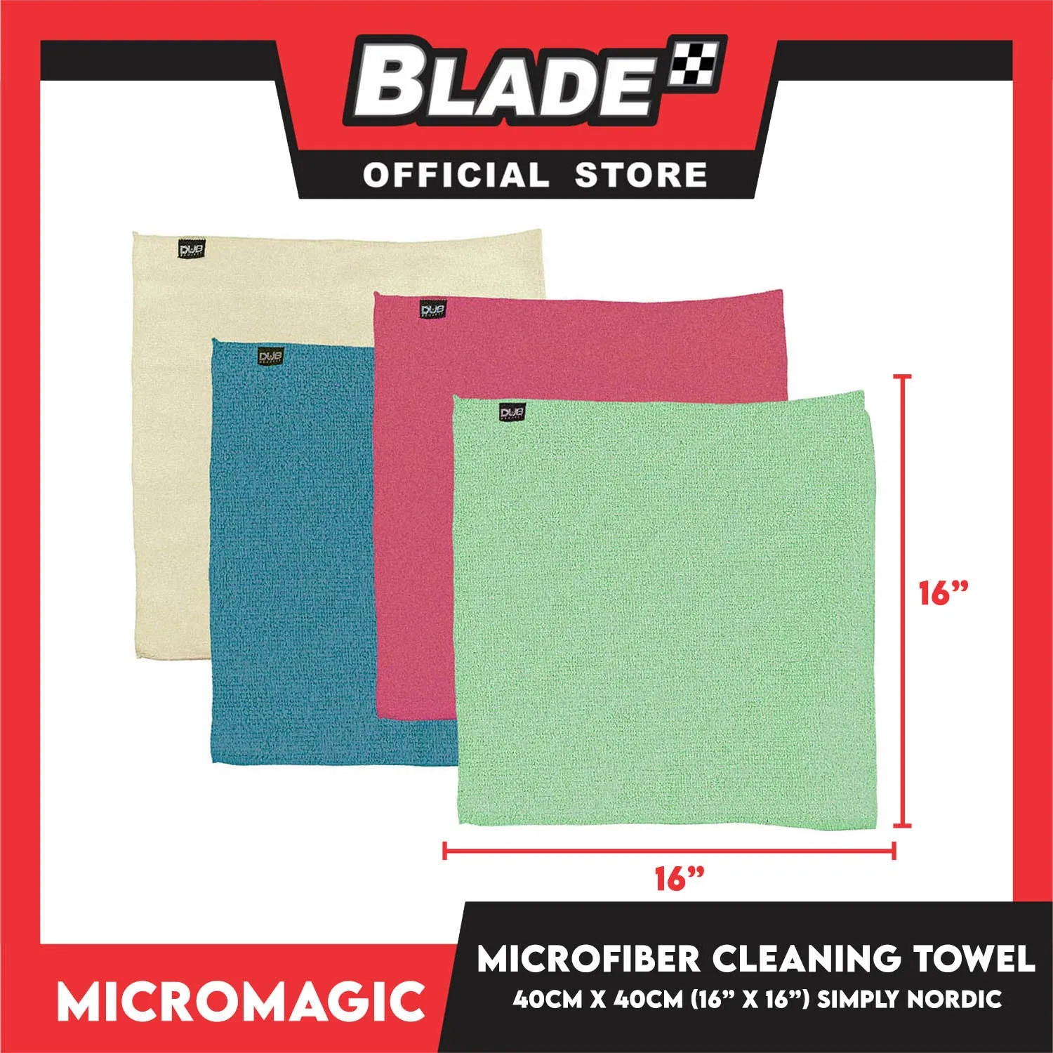 12pcs Micromagic MicroFiber Cleaning Towel 40cm x 40cm (Simply Nordic) Scratch-Free, Washable