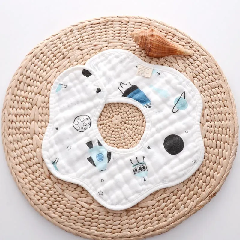 1pcs Baby Bibs 6 Layers Gauze Muslin Baby Bibs Burp Cloth 360° Rotation Bibs For Infant Baby Cartoon Saliva Towel Accessories