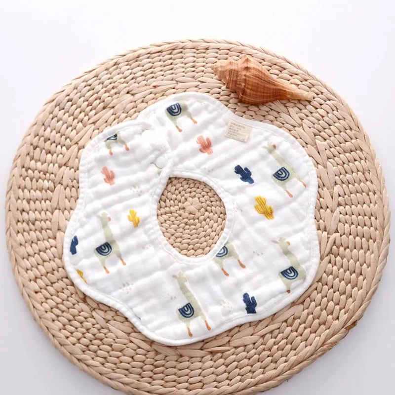 1pcs Baby Bibs 6 Layers Gauze Muslin Baby Bibs Burp Cloth 360° Rotation Bibs For Infant Baby Cartoon Saliva Towel Accessories