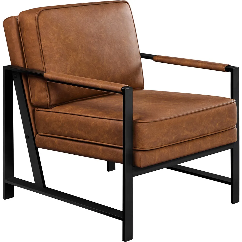 25.5" W Upholstered Armchair with Removable Seat & Back Cushion Trent Austin Design® Fabric: Light Brown Faux Leather