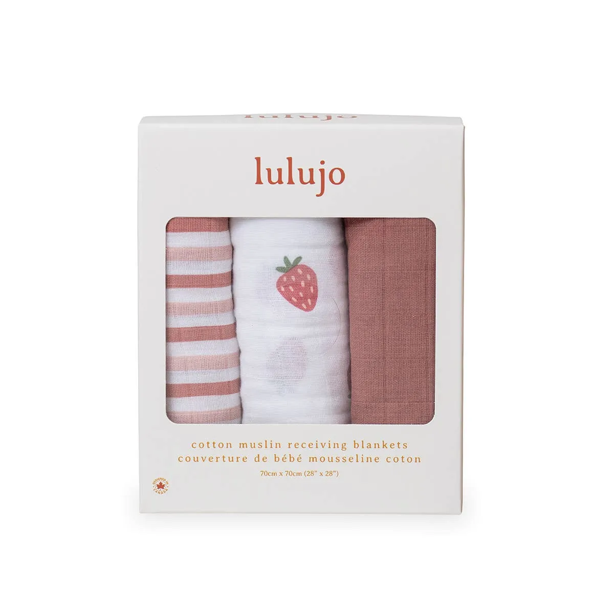 3pk Muslin Receiving Blankets - Strawberries