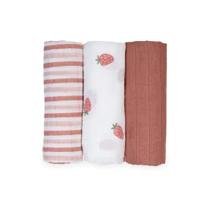 3pk Muslin Receiving Blankets - Strawberries