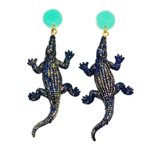 Alligator Earrings Blue/Turquoise