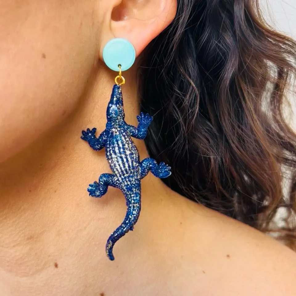 Alligator Earrings Blue/Turquoise