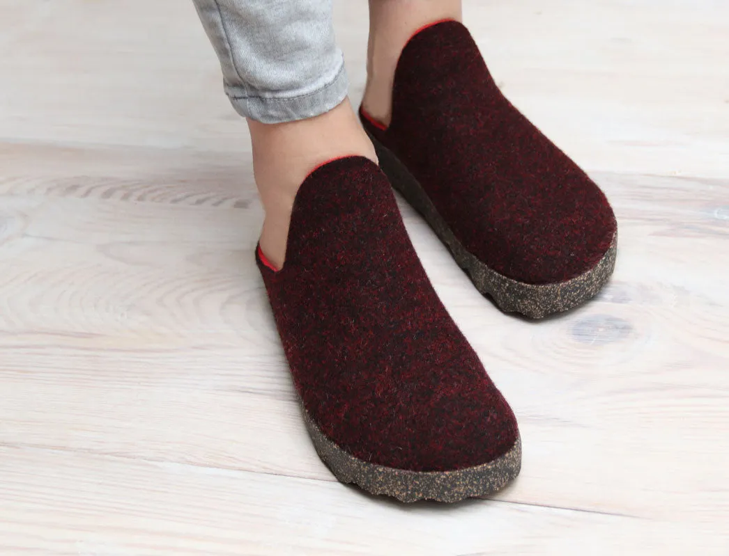 ASPORTUGUESAS Shoes | Felt Slippers Come, Merlot Double