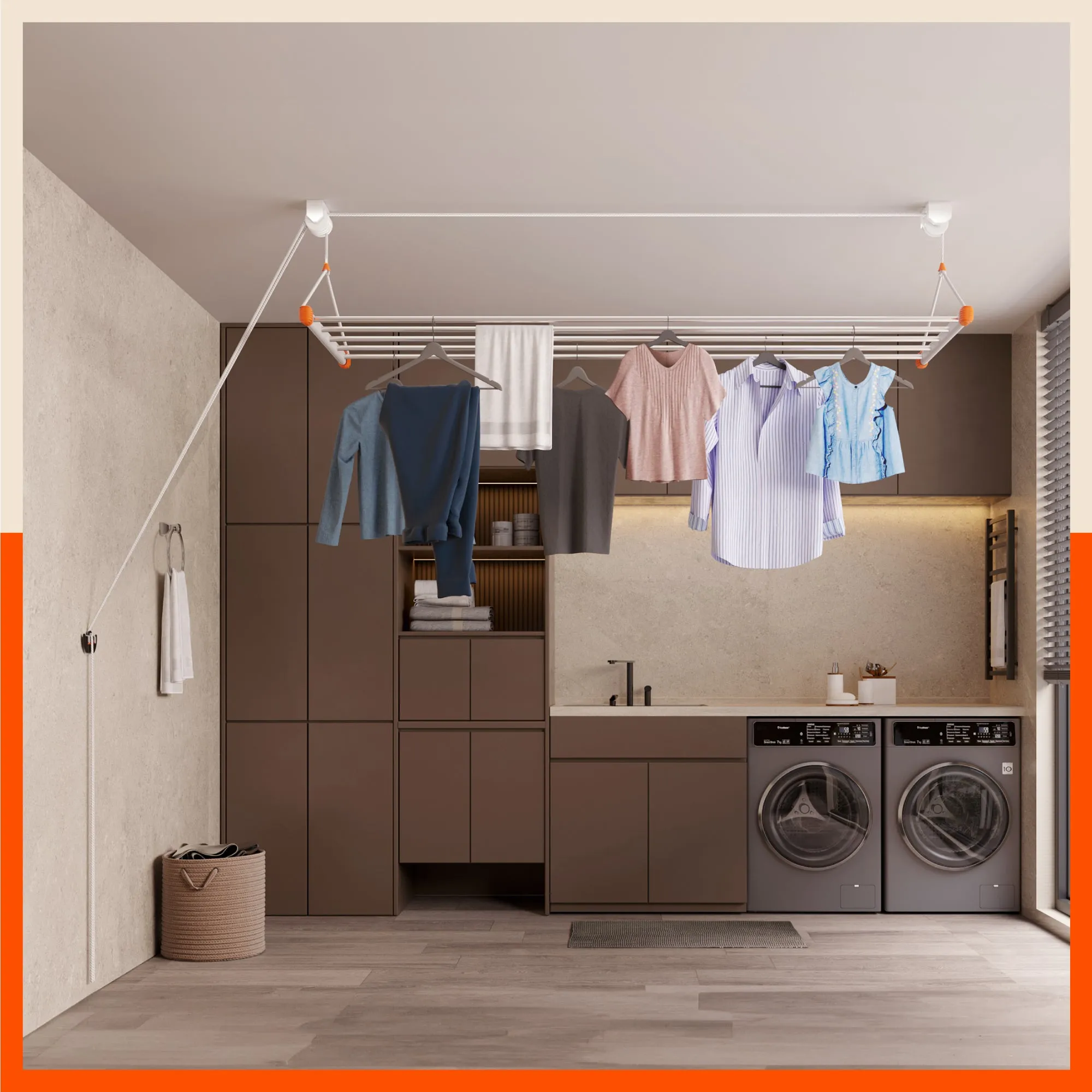Bathla Mobidry LYFT Stainless Steel Ceiling Cloth Dryer - 5Ft -5 Pipes