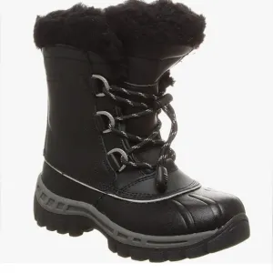 BEARPAW WATERPROOF LEATHER Comfortable Winter Boots Black YOUTH Kids Size 1 US