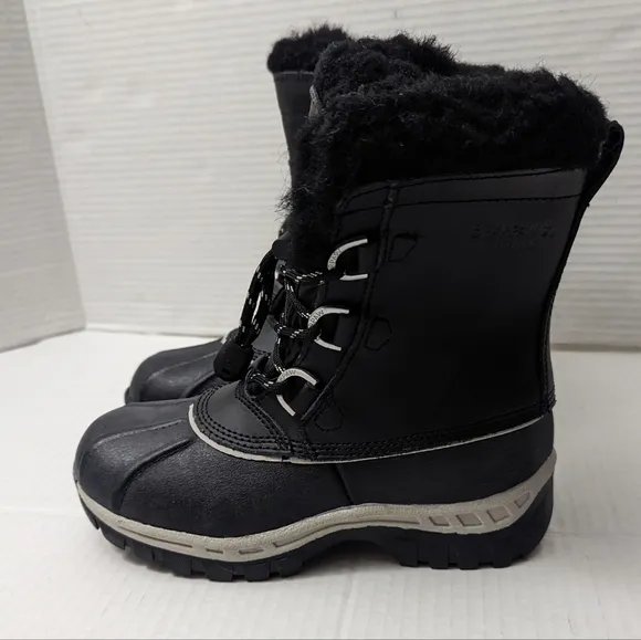 BEARPAW WATERPROOF LEATHER Comfortable Winter Boots Black YOUTH Kids Size 1 US