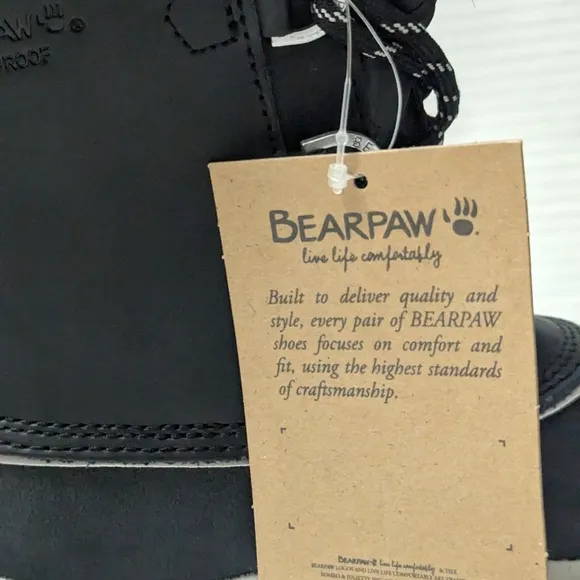 BEARPAW WATERPROOF LEATHER Comfortable Winter Boots Black YOUTH Kids Size 1 US