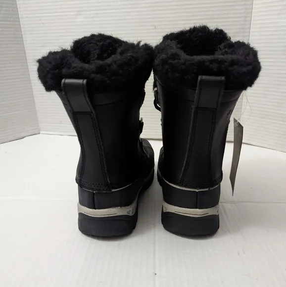 BEARPAW WATERPROOF LEATHER Comfortable Winter Boots Black YOUTH Kids Size 1 US