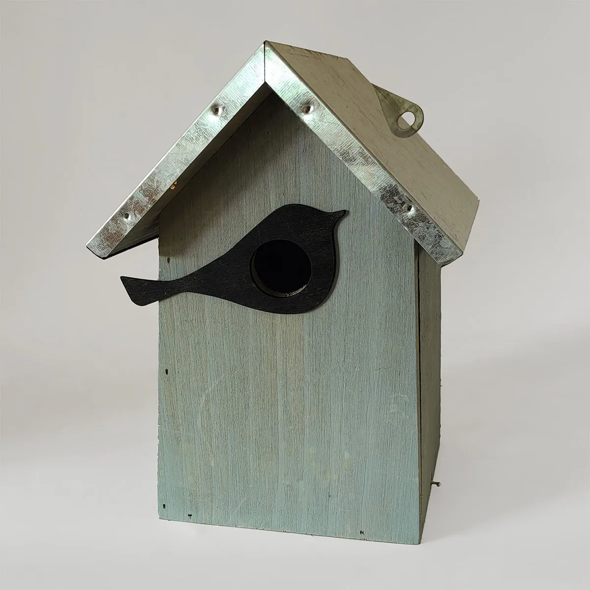 Bird House With Bird Icon Wood Metal By Nature Watch - 25cm