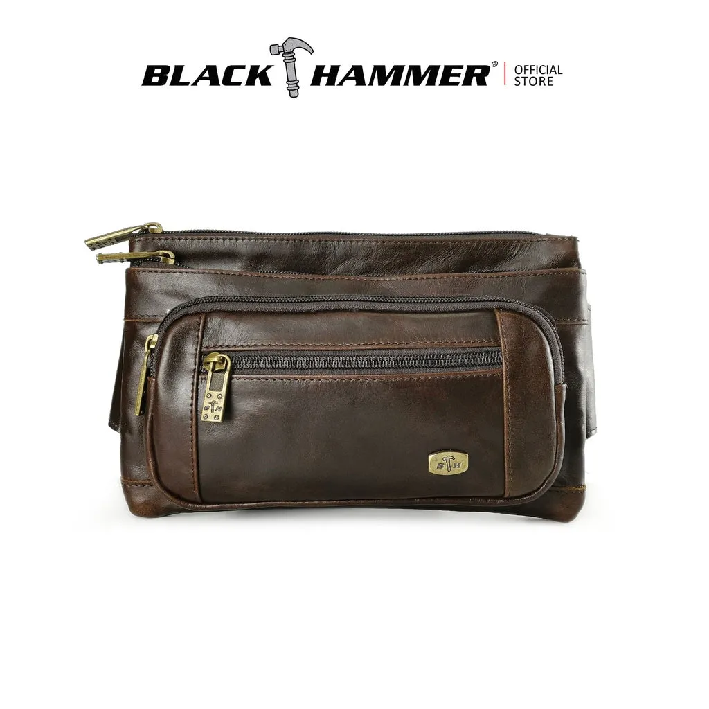 Black Hammer Men Genuine Leather Waist Bag RG9801