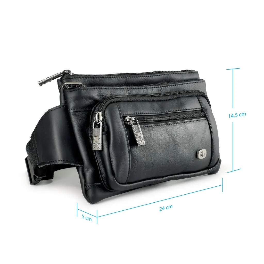 Black Hammer Men Genuine Leather Waist Bag RG9801