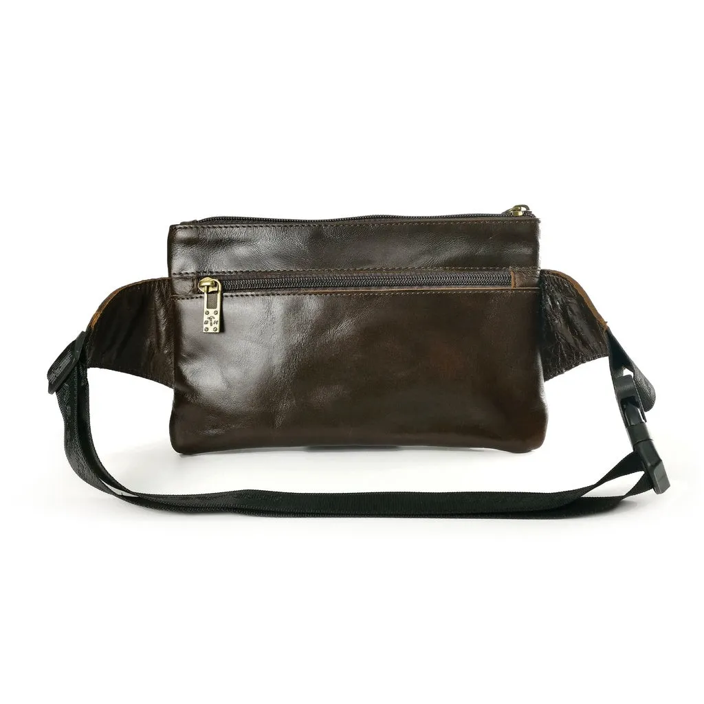 Black Hammer Men Genuine Leather Waist Bag RG9801