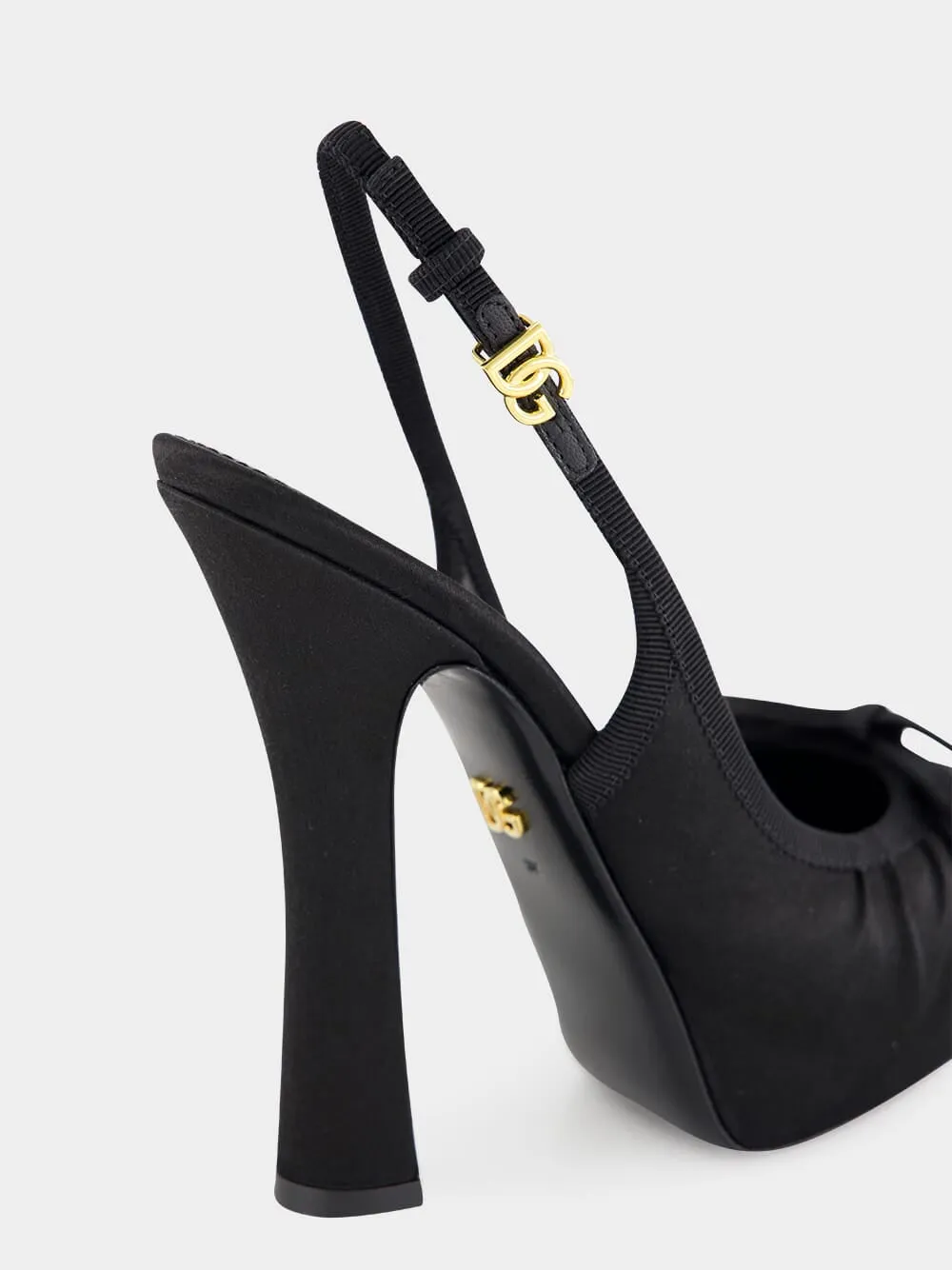 Black Satin Slingbacks