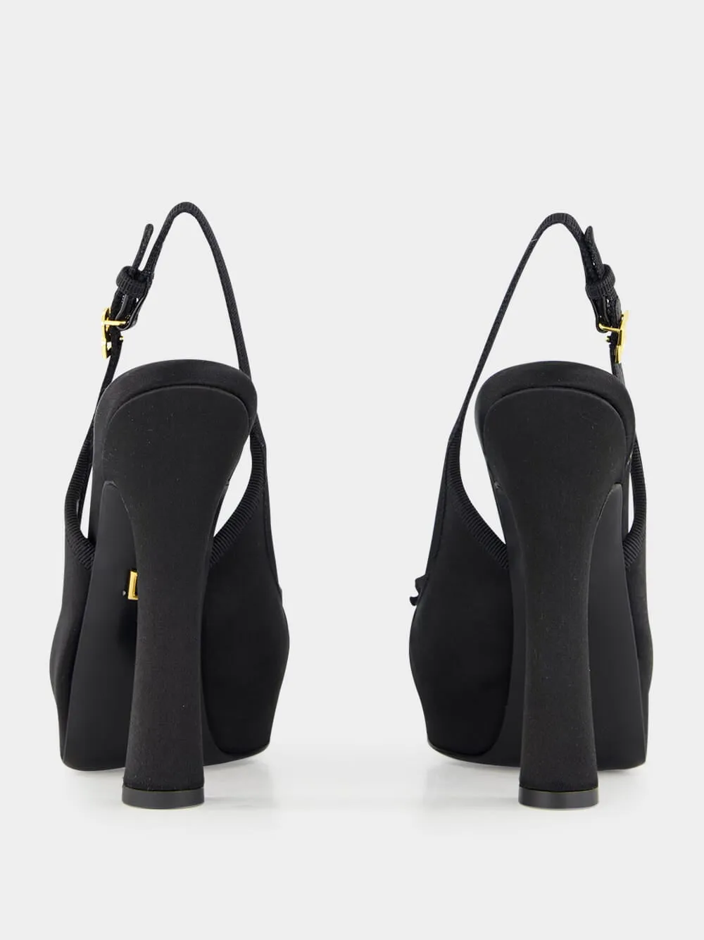 Black Satin Slingbacks