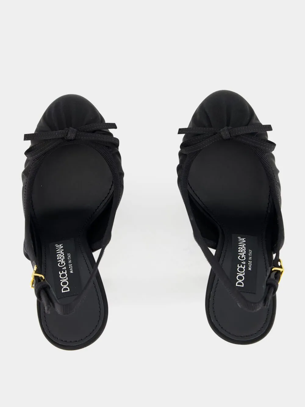 Black Satin Slingbacks