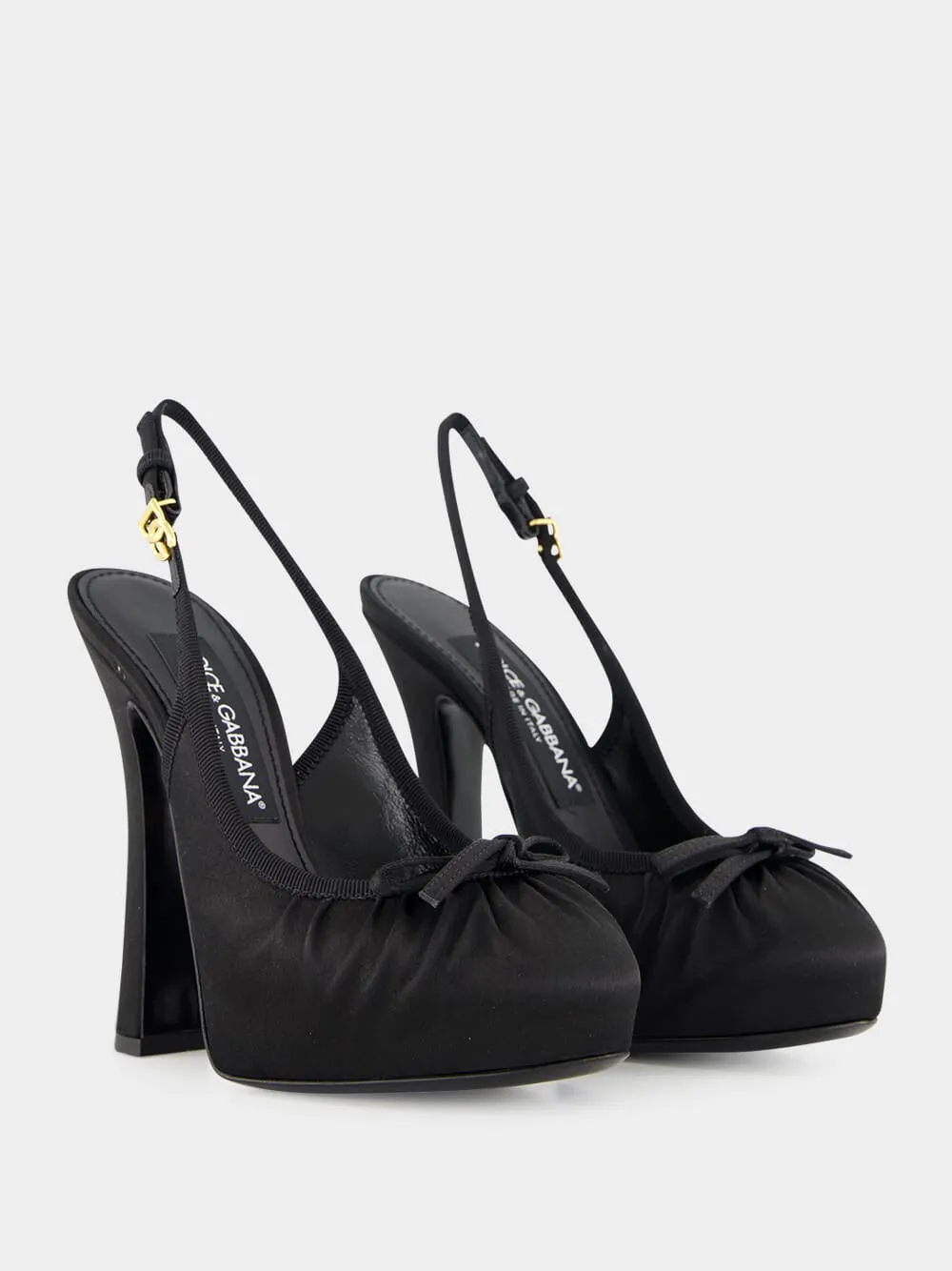 Black Satin Slingbacks