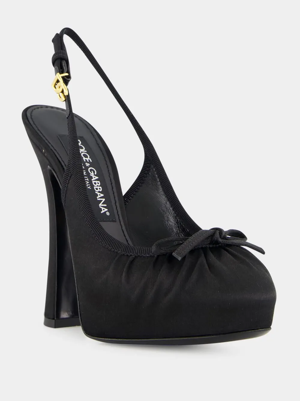 Black Satin Slingbacks