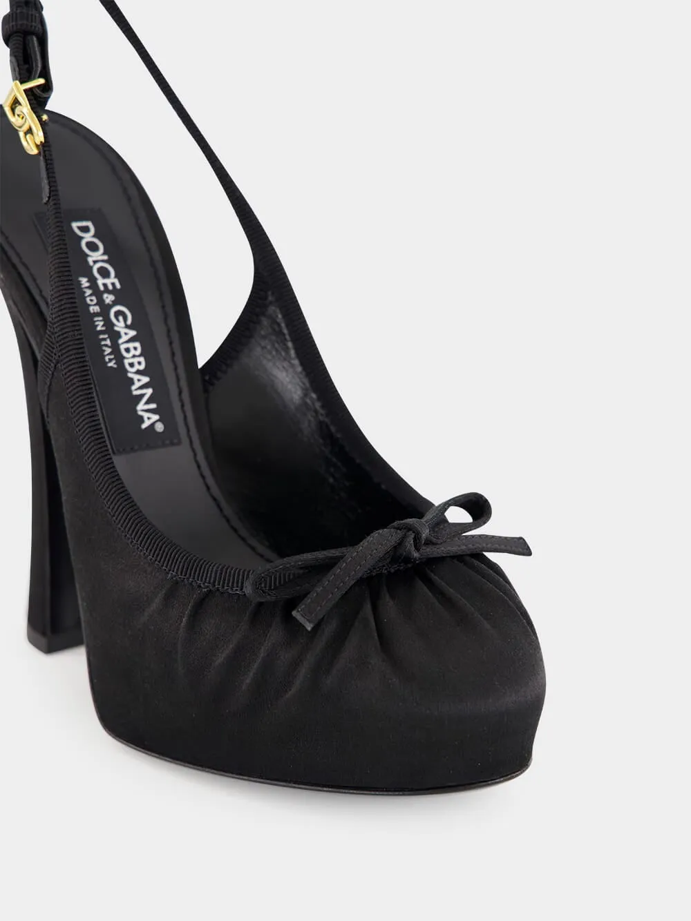 Black Satin Slingbacks