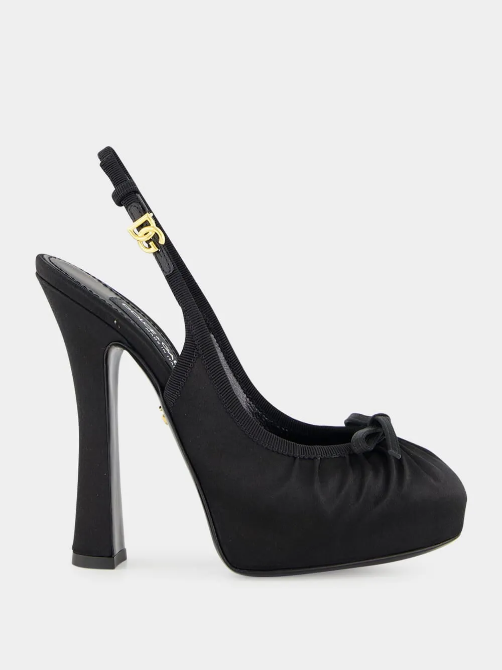Black Satin Slingbacks