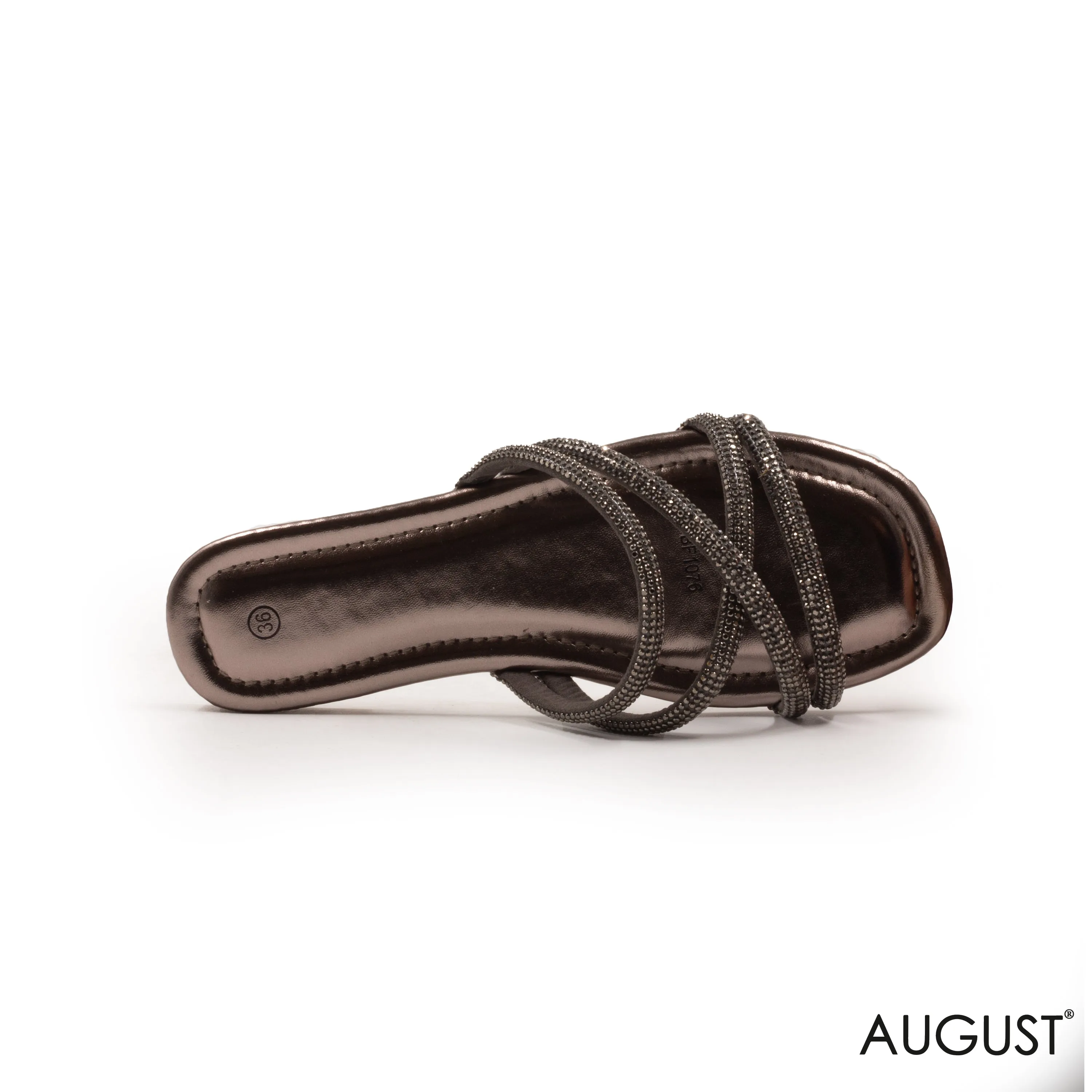 BLACK STRAPS SLIPPER WITH FLAT SOLE