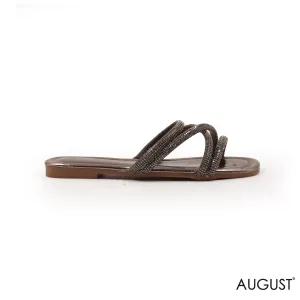 BLACK STRAPS SLIPPER WITH FLAT SOLE