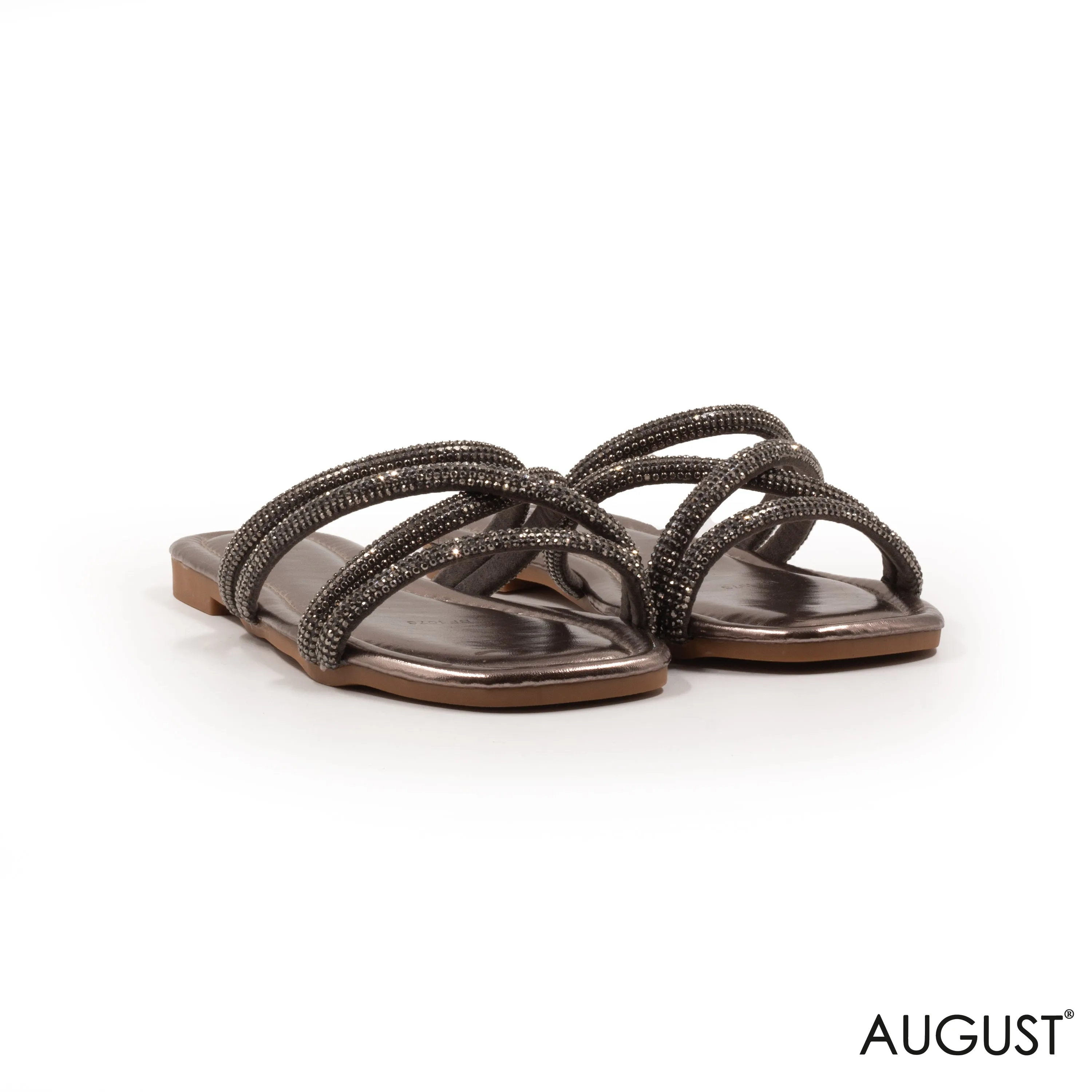 BLACK STRAPS SLIPPER WITH FLAT SOLE