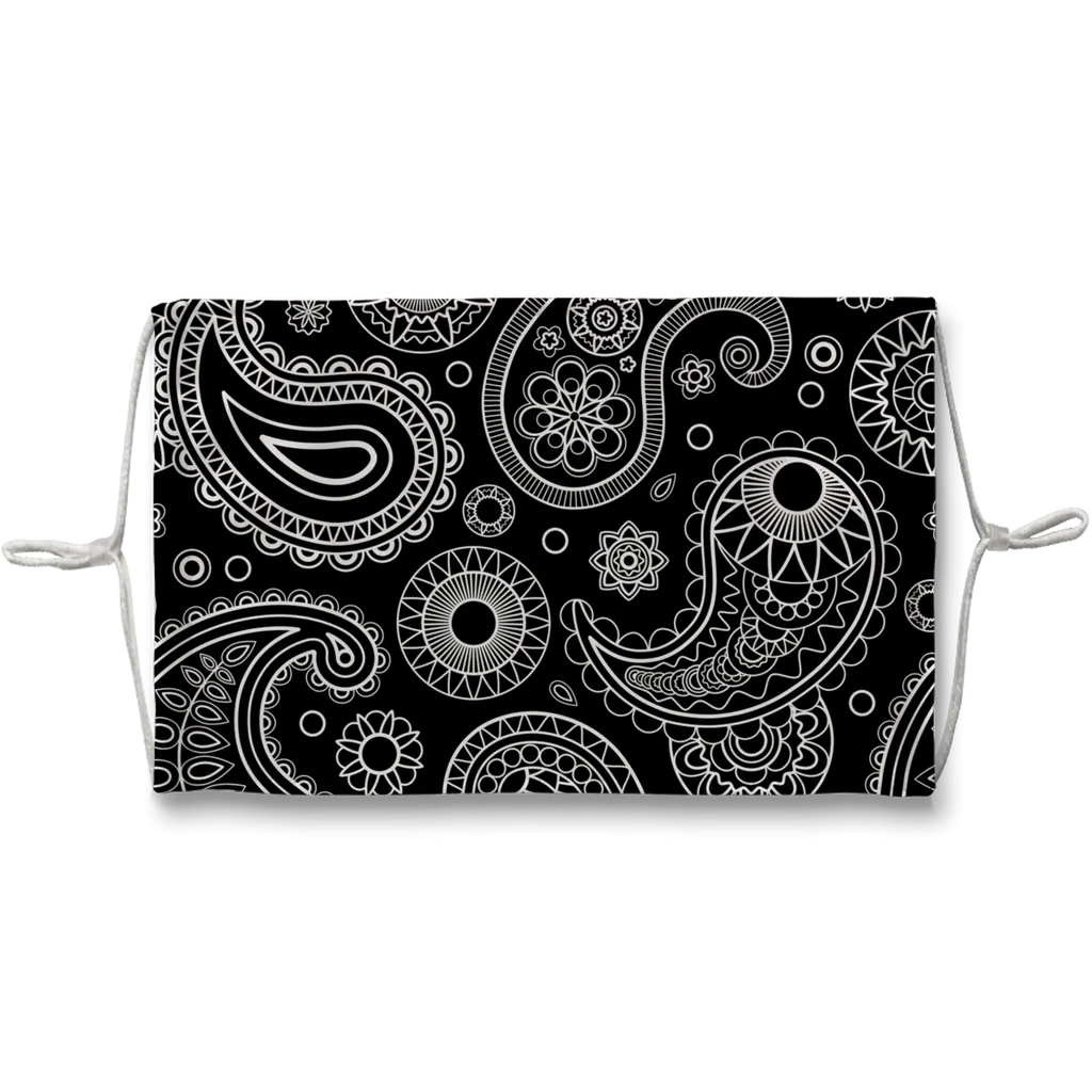 Black with White Bandana Paisleys Face Mask
