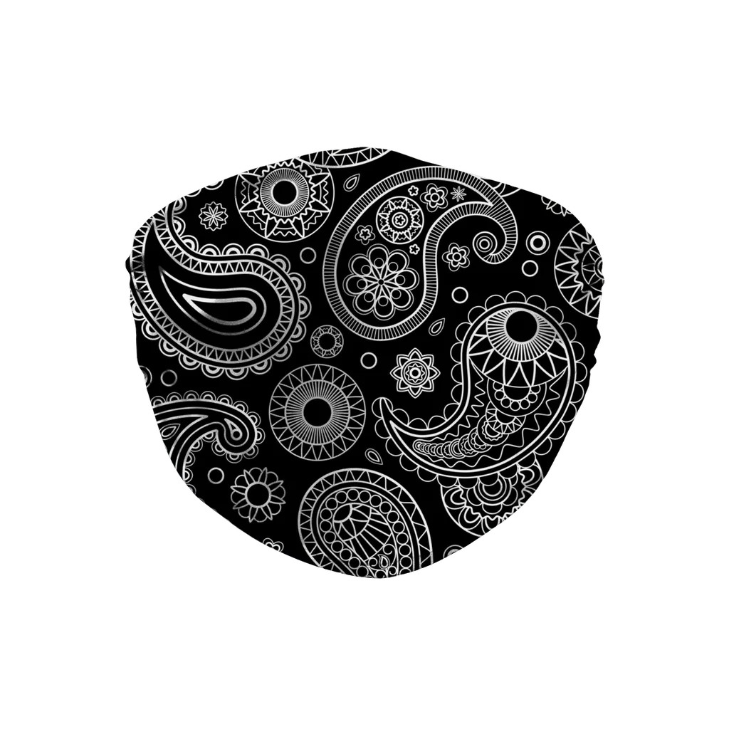 Black with White Bandana Paisleys Face Mask