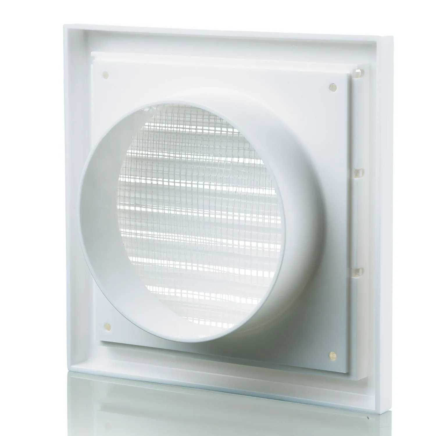 Blauberg DECOR 155X155/100S WHITE Plastic Vented Fixed Blade Air Ventilation Louvred Grille 4" 100mm