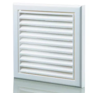 Blauberg DECOR 155X155/100S WHITE Plastic Vented Fixed Blade Air Ventilation Louvred Grille 4" 100mm