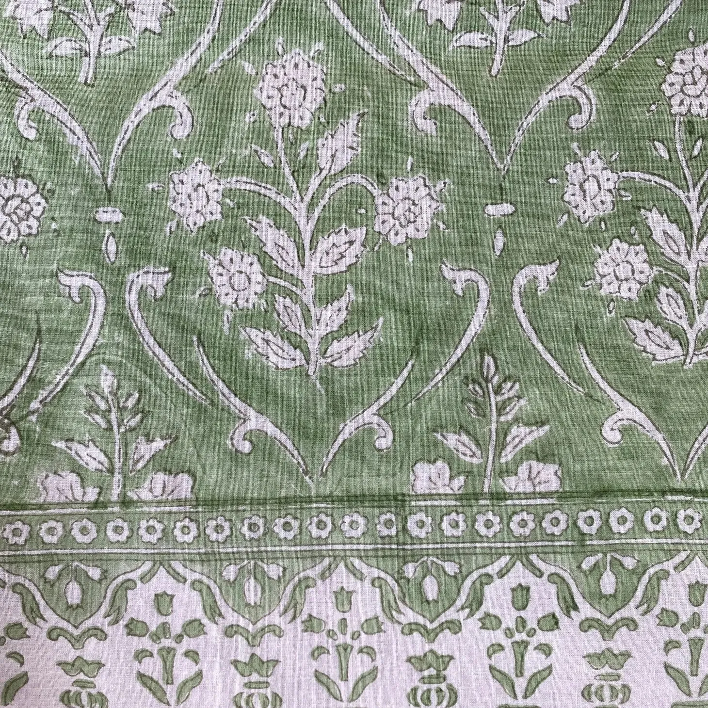 Block Print Table Cloth 60x90- Green
