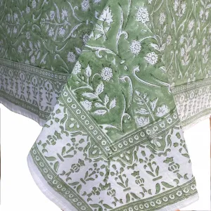 Block Print Table Cloth 60x90- Green