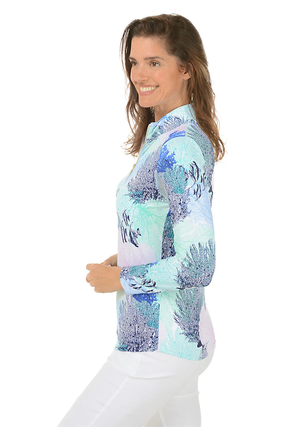 Blue Angelfish Coral UPF50  Sun Shirt