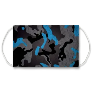 Blue Black Gray Camouflage Textured Face Mask