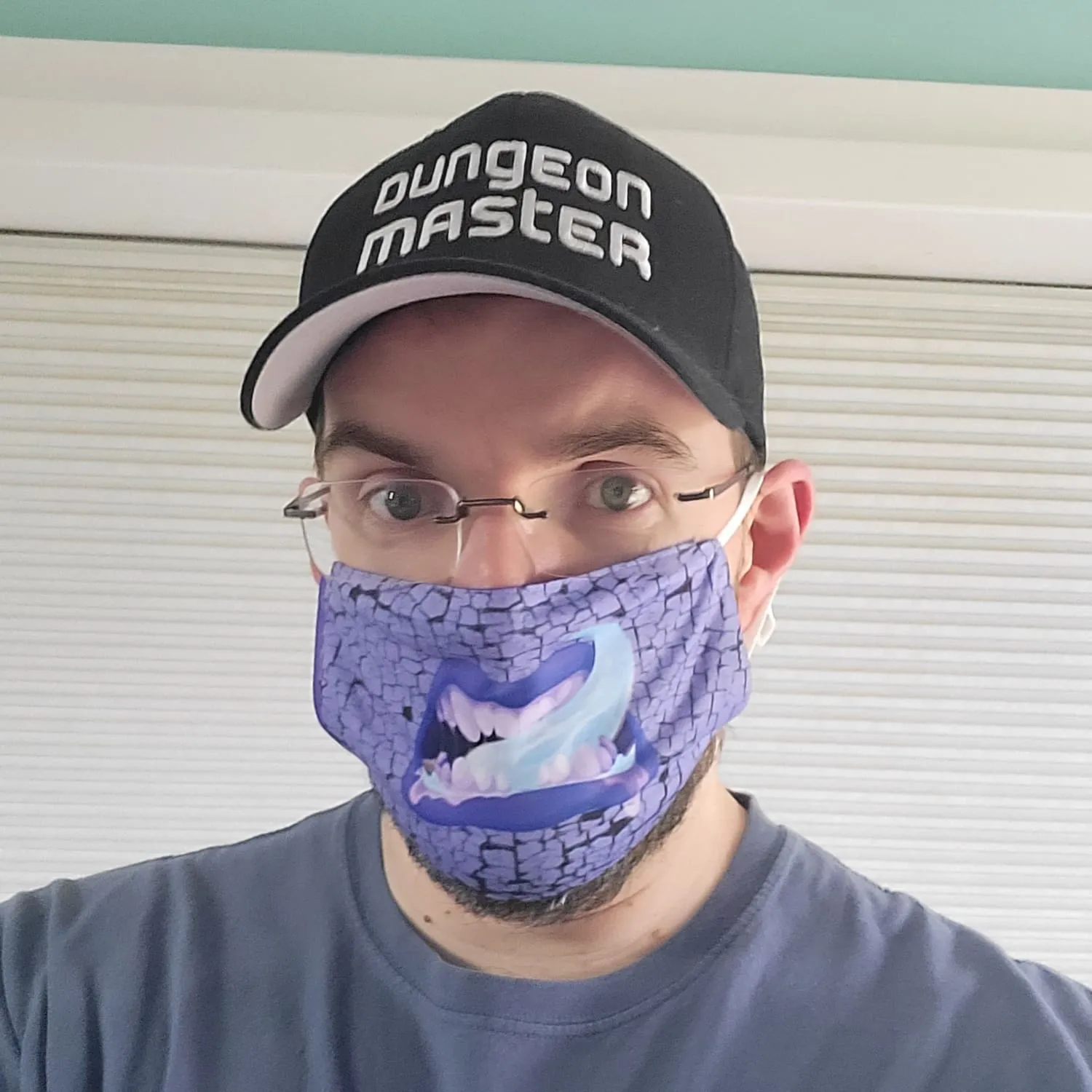 Blue Monster Mouth Fabric Face Mask