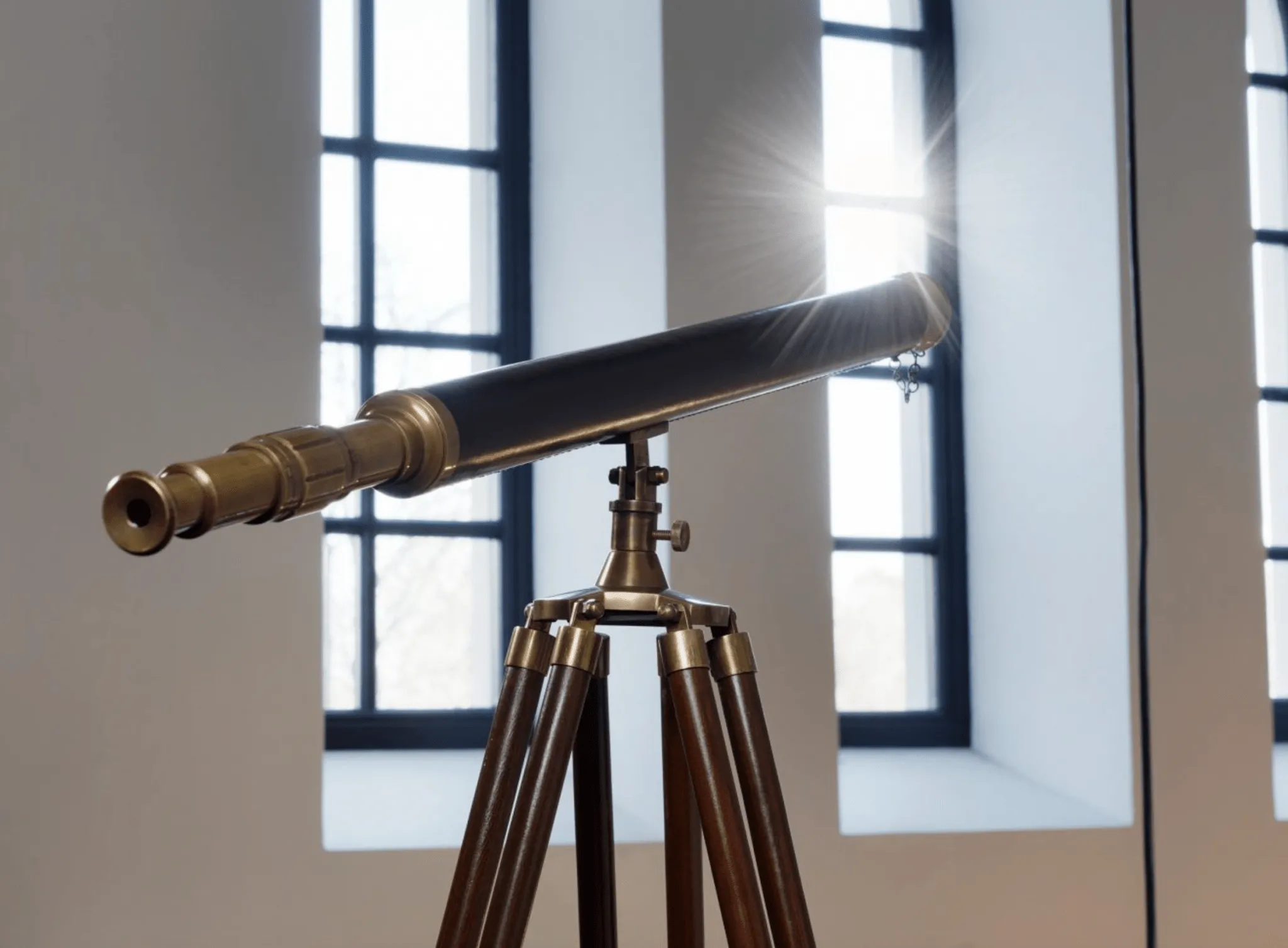 Brass Telescope Mounted on Rosewood Stand