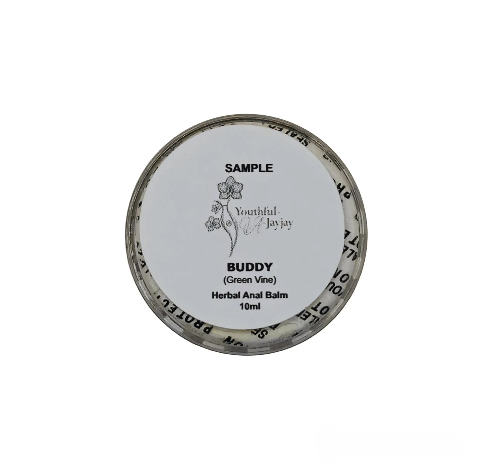 BUDDY: Organic Herbal Anal Balm, Antibacterial, Green Vine- For Him, Sample 10ml