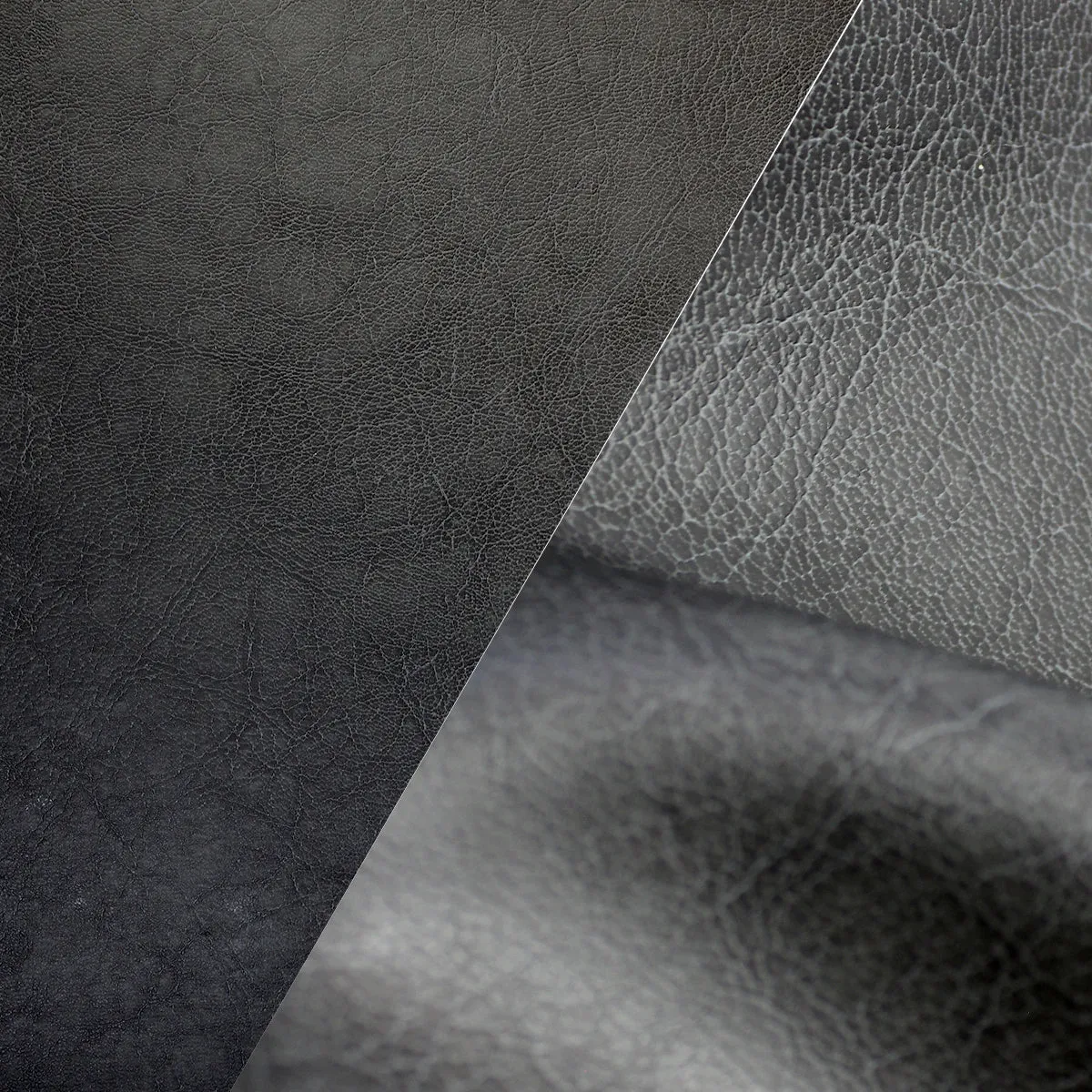 Bycast65 Black Matte Top-Grain Pattern Faux Leather Marine Vinyl Fabric