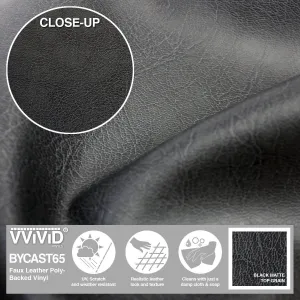Bycast65 Black Matte Top-Grain Pattern Faux Leather Marine Vinyl Fabric