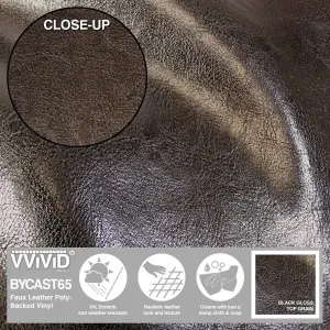 Bycast65 Brown Gloss Top-Grain Pattern Faux Leather Marine Vinyl Fabric