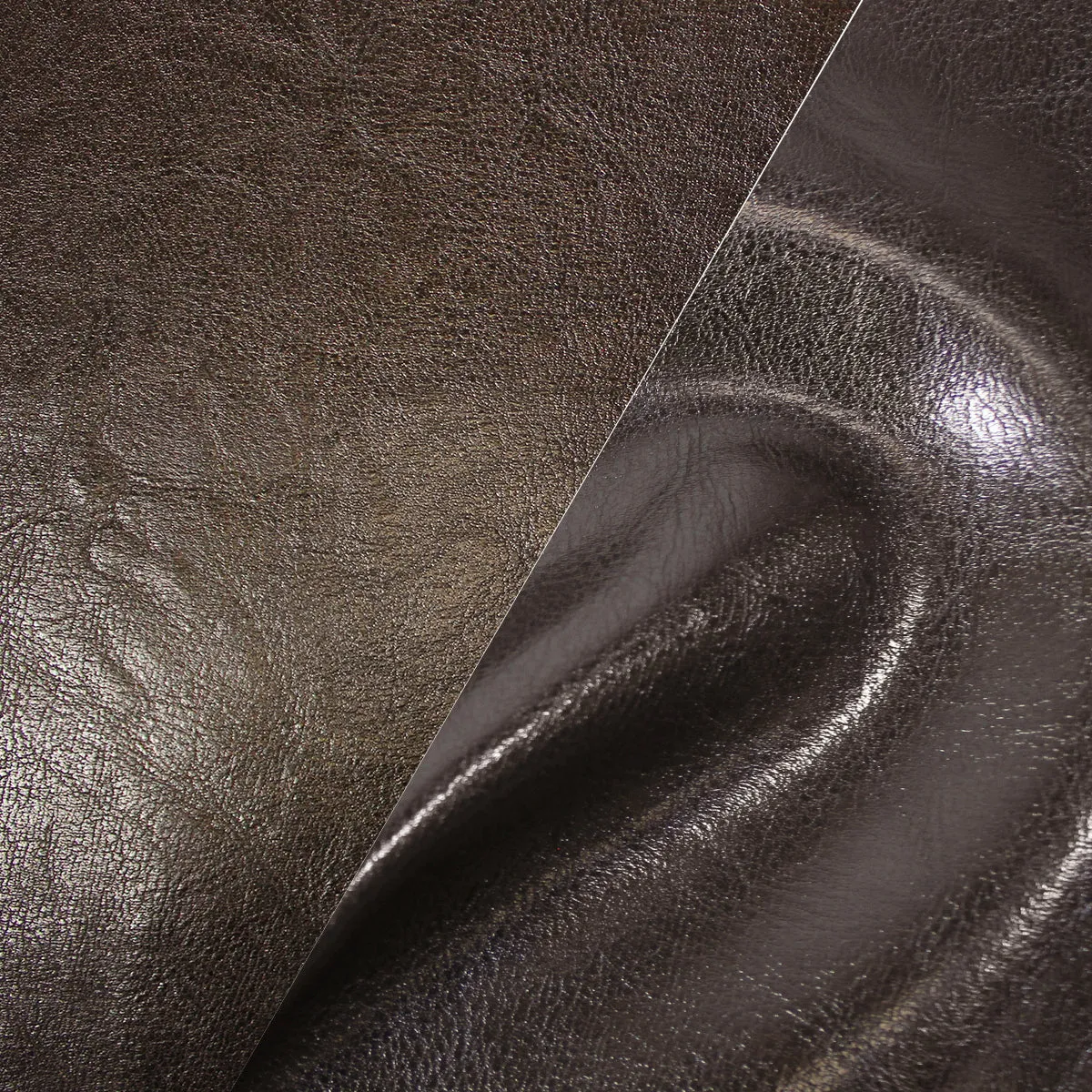 Bycast65 Brown Gloss Top-Grain Pattern Faux Leather Marine Vinyl Fabric
