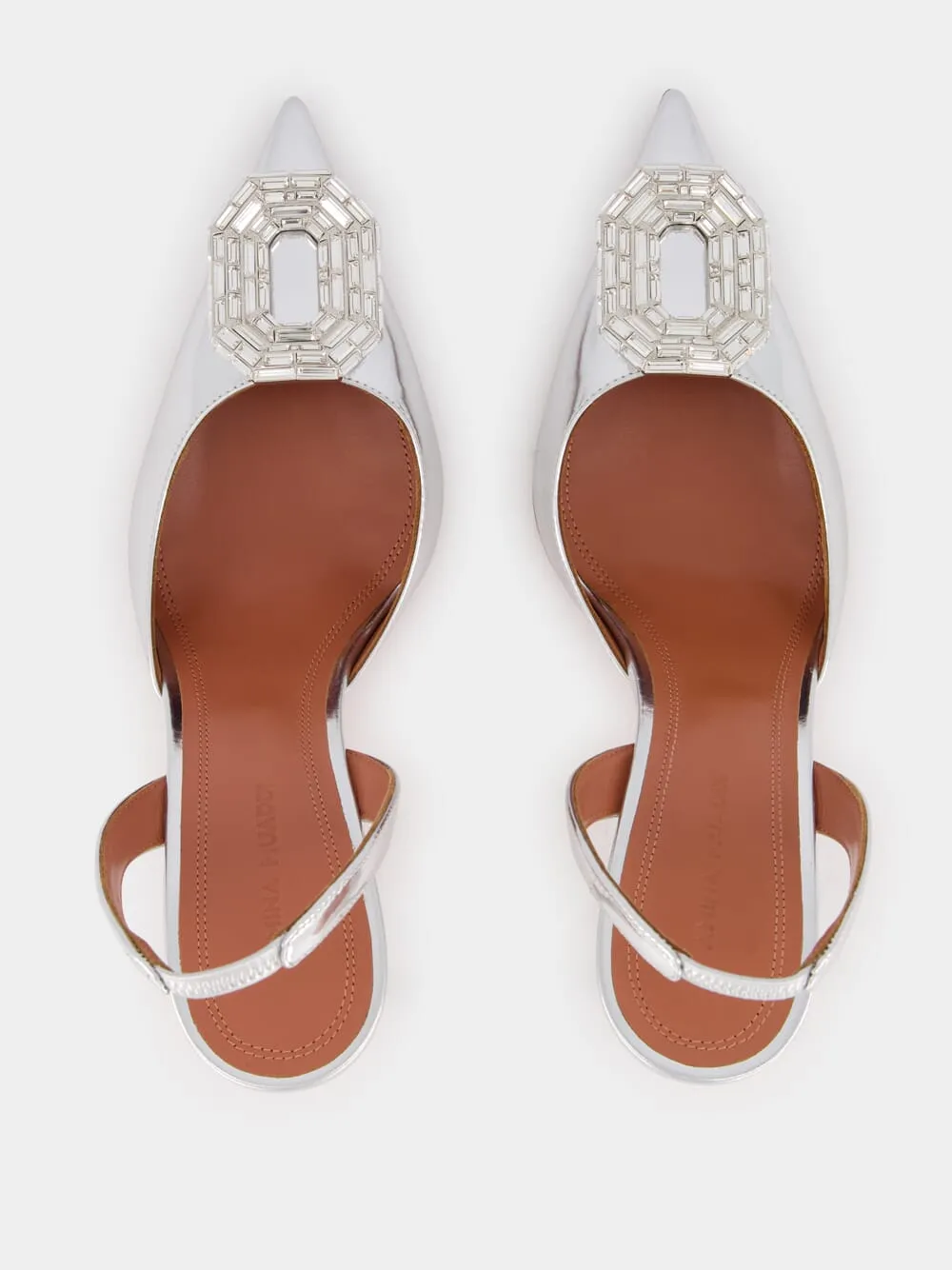 Camelia Mirror Silver Slingback Heels