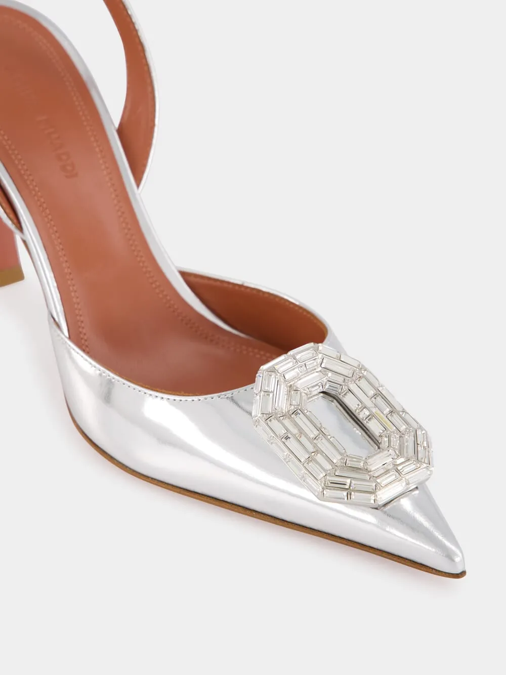 Camelia Mirror Silver Slingback Heels