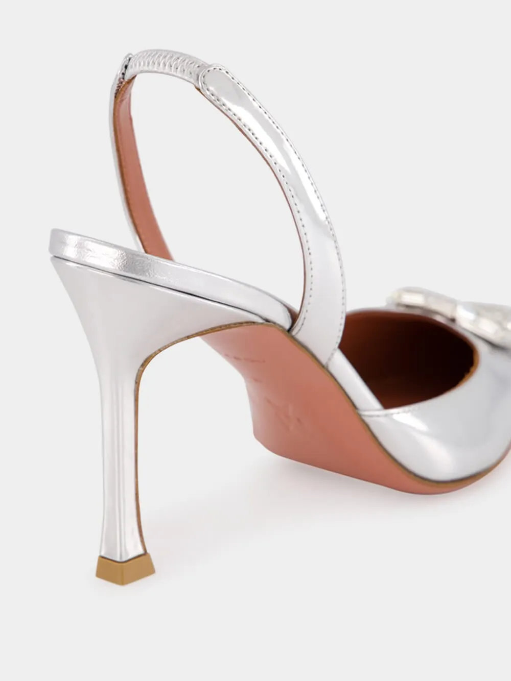 Camelia Mirror Silver Slingback Heels