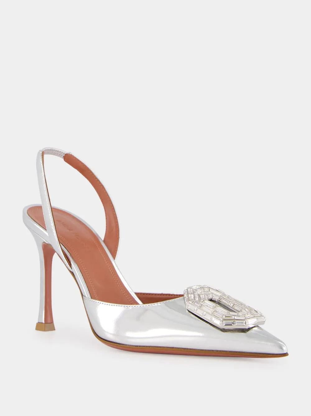 Camelia Mirror Silver Slingback Heels