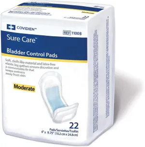 Cardinal Sure Care Bladder Control Pads, Unisex, Moderate, 4 in x 9 3/4 in, 22 Count, 1 Pack