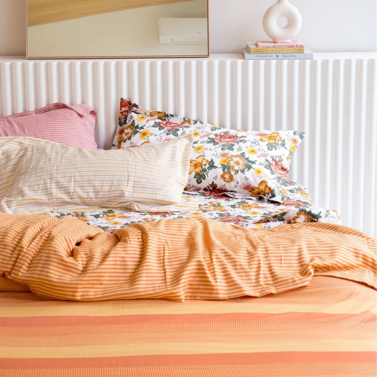 Cotton Duvet Cover - Marigold Mixed Gingham